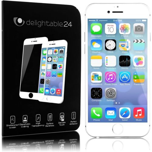 Kal-Écran Protection Compatible Avec Apple Iphone 6 Plus / 6s Plus Smartphone, 3d Bord Rond Verre Trempé Résistant Èraflure Glass Screen Protector -Transparent (Blanc)