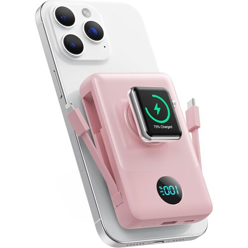 Cmwx-Magnétique Batterie Externe Avec Cable Intégré, 10800mah Sans Fil Powerbank Pd 25w Charge Rapide Chargeur Externe Portable Avec Affichage Led Compatible Avec Magsafe/Apple Watch/Iphone 16/15/14/