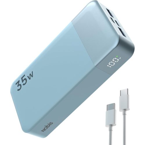 Kalcx-Power Bank,Alimentation Mobile 20000mah,Recharge Rapide Pour Alimentation Mobile 35w,Batterie Avec Écran Numérique Pour Phone,Android,Etc Bleu