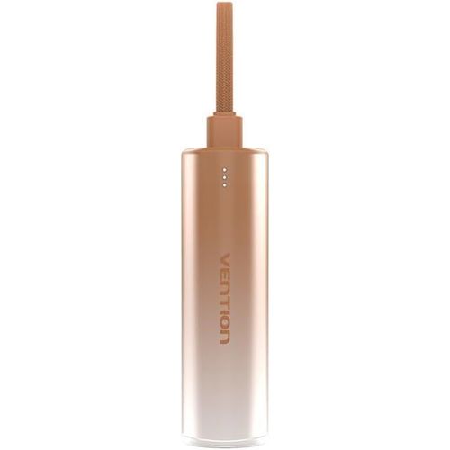 Vention Mini Power Bank 5000 Mah Avec Câble Usb C Et Lightning Pd 20 W - Petite Charge Rapide Avec Écran Led - Compatible Avec Iphone 16 15 14 13, Ipad, Samsung Galaxy, Macbook - Doré