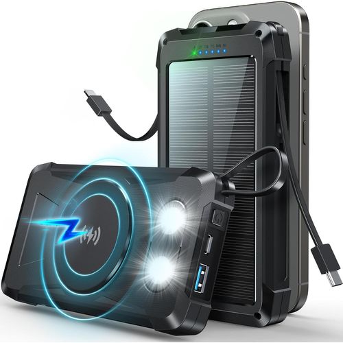 Avce 2 Built-In 2 Usb C 20000 Mah Wireless Charging Magnetic External Battery 10 W Usb C Fast Charge Power Bank Led Indicator Light For Smartphone