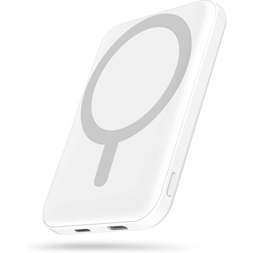 Wwp-Mag-Safe Batterie Externe Magnétique For Podoru 5000 Mah Avec Câble De Type C 20 W Pd Charge Rapide Éclairage Entrée Chargeur Portable Sans Fil Pour Iphone 15/14/13/12/Pro/Pro Max-Fine Blanc