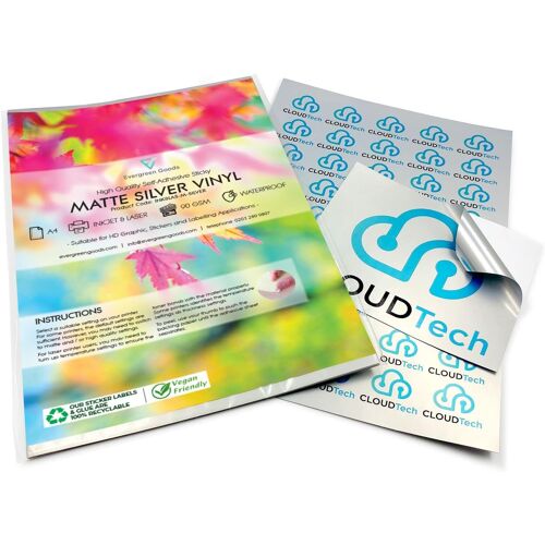 10 Feuilles A4 Argent Mat Métallique Papier Autocollant Imprimante Etiquettes Papier Autocollant Pour Imprimantes Jet D'encre Et Laser Feuille Imperméable Pour Cricut Et Silhouette