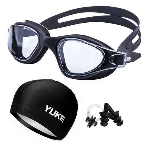 Yuke Imperméable À L'eau Pu Bonnet De Bain Tissu Protéger Les Oreilles Piscine Chapeau Requin Bonnet De Natation Pour Hommes Femmes Lunettes De Natation Sac Bouchons D'oreilles Ensembl - Type Multi