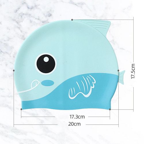 Bonnet De Bain En Silicone Souple Pour Enfants,Mignon,Dessin Animé Dinosaure,Pour Garçons Et Filles,Haute Élasticité,Imperméable - Type Light Blue M