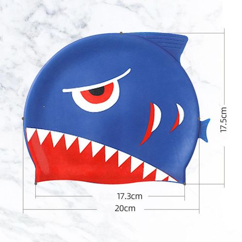 Bonnet De Bain En Silicone Souple Pour Enfants,Mignon,Dessin Animé Dinosaure,Pour Garçons Et Filles,Haute Élasticité,Imperméable - Type Sapphire Blue M