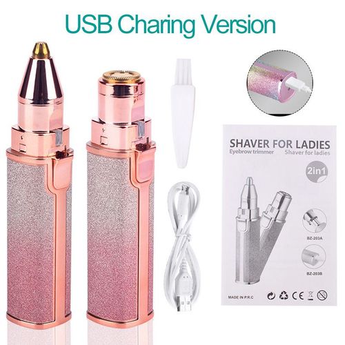 Tondeuse À Sourcils Électrique Rechargeable 2 En 1 Pour Femmes,Épilateur Facial,Taille De Stylo - Type A