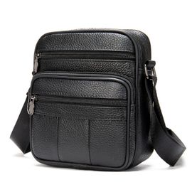 Sac Bandoulière En Cuir Véritable Design Rétro Le Noir