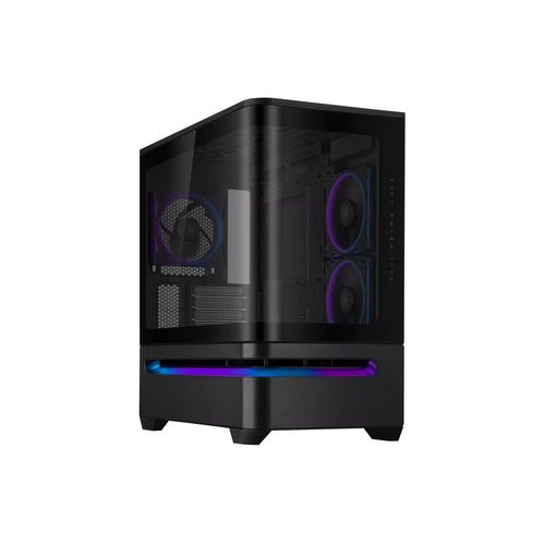 ASUS Prime AP202 TG ARGB Noir – Boîtier PC mATX Compact – Verre trempé incurvé – 3 ventilateurs ARGB – Compatible GPU 420 mm – Aura Sync – USB-C 20 Gbit/s – Refroidissement optimisé