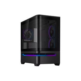 ASUS Prime AP202 TG ARGB Noir – Boîtier PC mATX Compact – Verre trempé incurvé – 3 ventilateurs ARGB – Compatible GPU 420 mm – Aura Sync – USB-C 20 Gbit/s – Refroidissement optimisé
