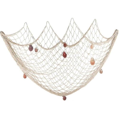200cm x 150cm Filet de pêche avec coquillages Thème Plage Décor Pour Fête Maison Salon Chambre Décor Décor Méditerranéen Décor Mural (blanc)