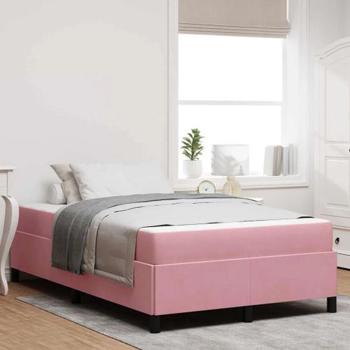 Vidaxl Cadre De Lit Autre Rose Et Blanc 120 X 190 Cm Velours