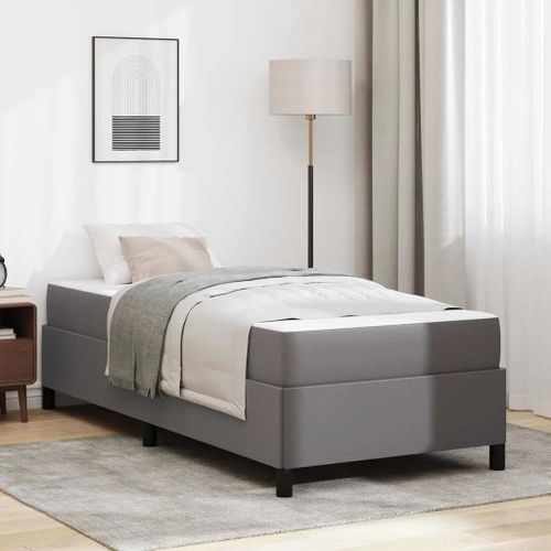 Vidaxl Cadre De Lit Avec Matelas Gris 80 X 200 Cm Faux Cuir