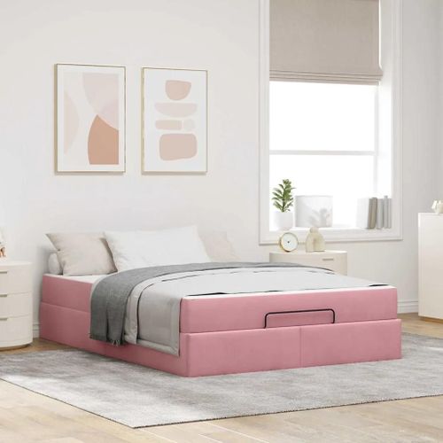 Vidaxl Cadre De Lit Autre Rose 140 X 200 Cm Velours