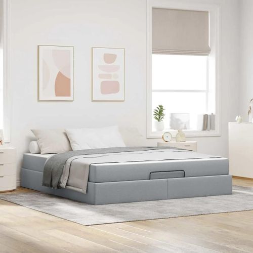 Vidaxl Cadre De Lit Autre Avec Stockage Gris Clair 180 X 200 Cm Tissu