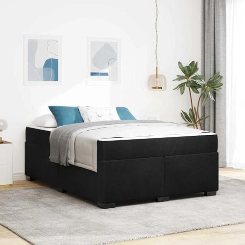 Vidaxl Cadre De Lit Avec Matelas Autre Noir 140 X 200 Cm Velours