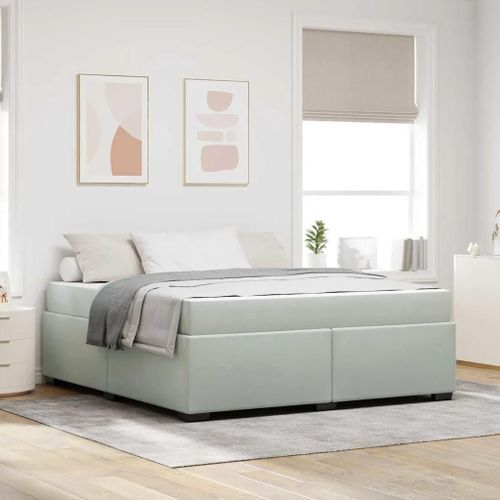 Vidaxl Cadre De Lit Avec Matelas Autre Gris Clair 180 X 200 Cm Velours