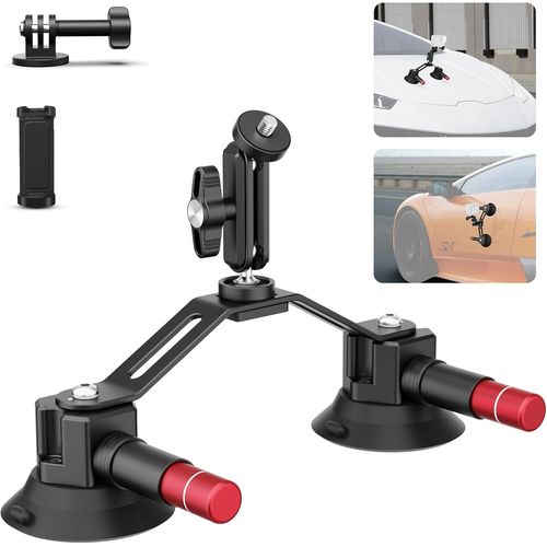 NEEWER Kit de Support de Voiture à Double Ventouse avec Bras Magique à Tête Sphérique à 360°, Support Caméra à Vide pour Pompe à Air à Dégagement Rapide Compatible avec GoPro Insta360 DJI OSMO, CA066