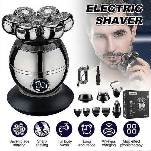 7d Rasoir Électrique 7 Tête Rasoir Barbe Chauve Cheveux Crâne Tondeuse Barbe Dissolvant Hommes