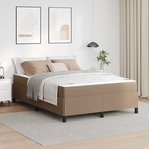 Vidaxl Cadre De Lit Avec Matelas Cappuccino 140 X 190 Cm Faux Cuir