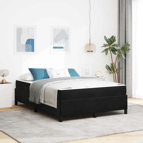 Vidaxl Cadre De Lit Autre Noir Et Blanc Et Noir 140 X 190 Cm Velours