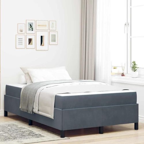 Vidaxl Cadre De Lit Autre Gris Foncé Et Blanc 120 X 190 Cm Velours