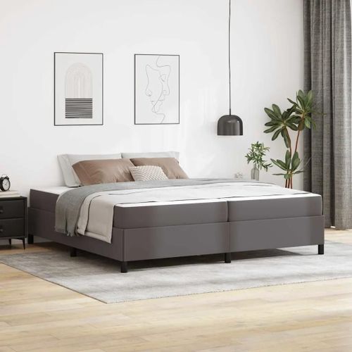 Vidaxl Cadre De Lit Avec Matelas Gris 200 X 200 Cm Faux Cuir