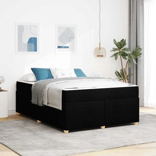 Vidaxl Cadre De Lit Avec Matelas Autre Noir 140 X 200 Cm Tissu
