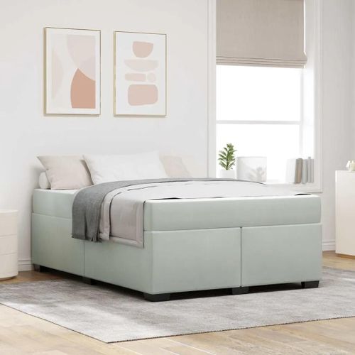 Vidaxl Cadre De Lit Avec Matelas Autre Gris Clair 140 X 200 Cm Velours