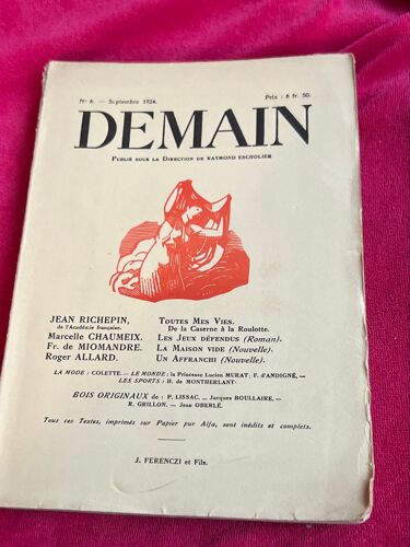 Revue Littéraire Demain  Numéro 6/Septembre 1924