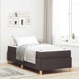 Vidaxl Lit À Ressorts Autre Marron Foncé Et Blanc 100 X 200 Cm Tissu
