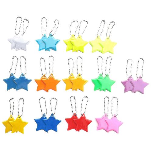 26 Pièces Pendentif Réflecteur De Sécurité Pour Enfants,Sac D'école Compatible Réflecteur De Sécurité Étoile,Sac À Dos,Cyclisme-C8