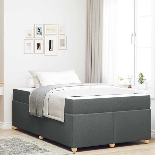 Vidaxl Cadre De Lit Avec Matelas Autre Gris Foncé 120 X 190 Cm Tissu