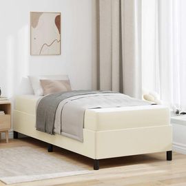 Vidaxl Cadre De Lit Avec Matelas Crème 100 X 200 Cm Faux Cuir