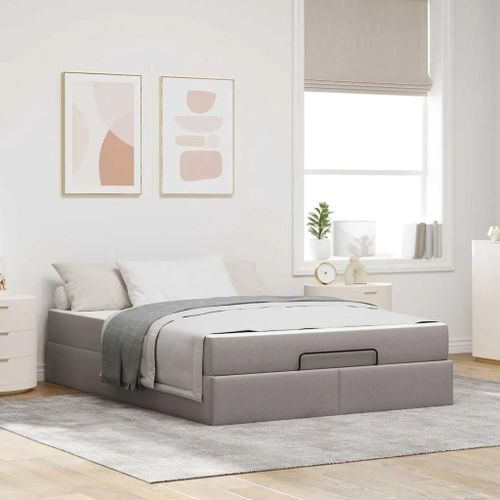 Vidaxl Cadre De Lit Autre Avec Stockage Taupe 160 X 200 Cm Tissu