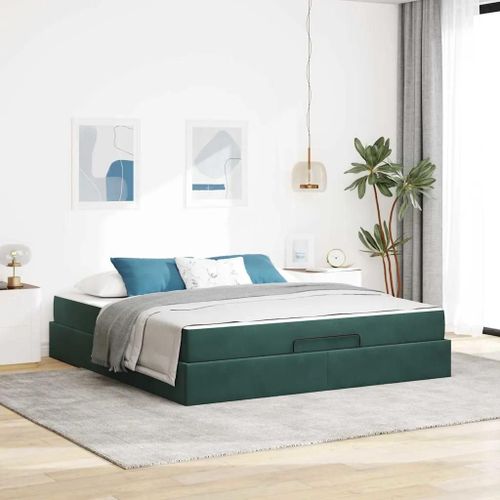 Vidaxl Cadre De Lit Autre Vert Foncé 180 X 200 Cm Velours
