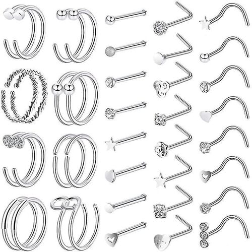 Ensemble De 40 Pièces Piercing Anneau De Nez En Forme De C En Forme De U Hommes Et Femmes Amazon Combinaison Exclusive De Tita