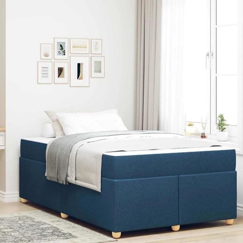 Vidaxl Cadre De Lit Avec Matelas Autre Bleu 120 X 190 Cm Tissu