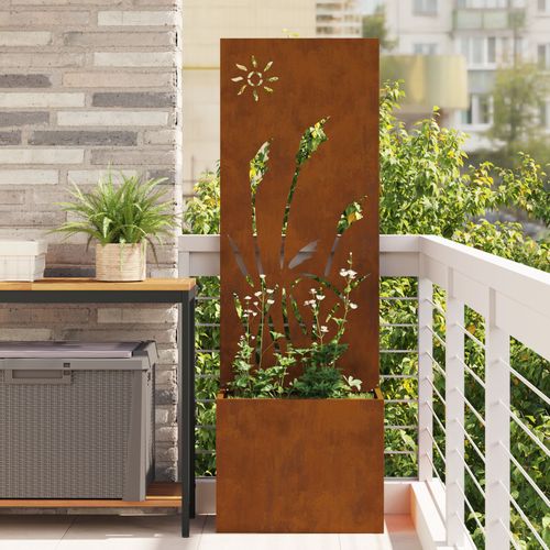Vidaxl Jardinier Avec Panneau Décoratif Rouillé 50 X 140 Cm
