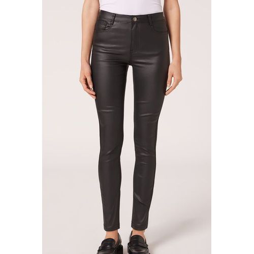 Calzedonia Legging Skinny Effet Cuir Femme Noir Taille M