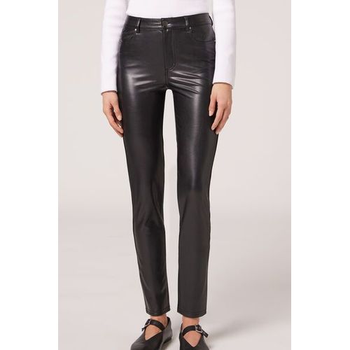 Calzedonia Legging Effet Cuir Thermique Femme Noir Taille S