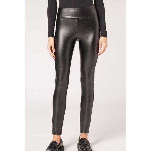 Calzedonia Legging Thermique Effet Cuir Femme Noir Taille M