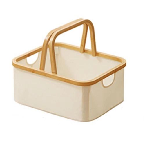 Panier de rangement pour linge, organiseur de bureau, panier de rangement avec poignée en bois pour étagères, grand panier