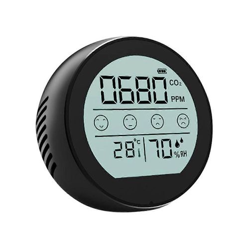 Moniteur de qualité de l'air Compteur de CO2 Détecteur de dioxyde de carbone Noir