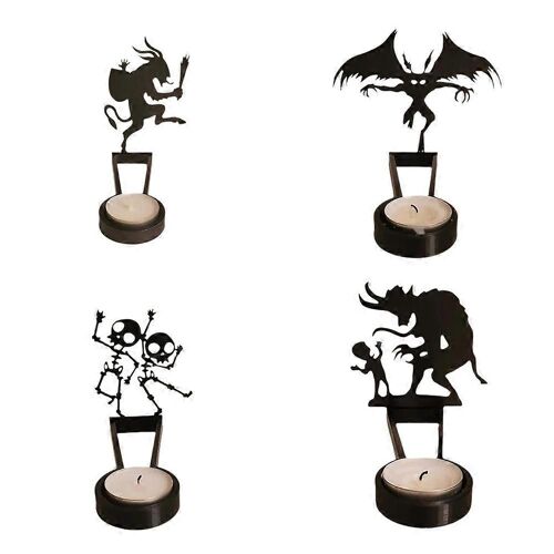 Bougeoirs d'ombre d'Halloween, Décorations de table de bougeoir, Bougies chauffe-plat d'ombre d'Halloween, Bougeoirs décoratifs