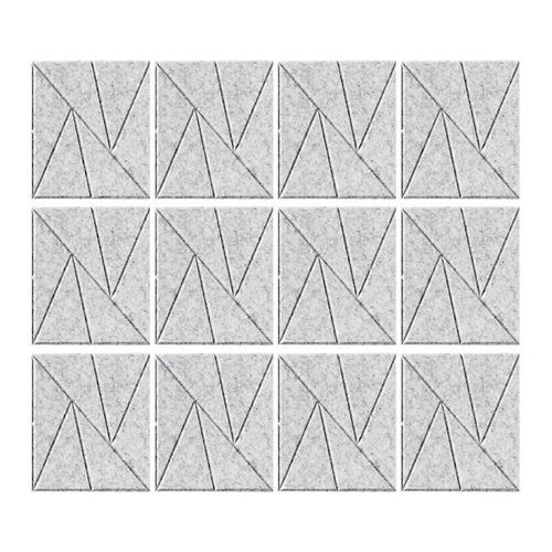 Paquet de 12 panneaux acoustiques auto-adhésifs 11,8 pouces x 11,8 pouces gris argenté