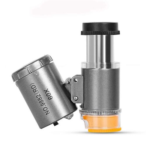 Mini Microscope De Poche 60x,Loupe Oculaire De Bijoutier Avec Lumière Uv Led - C