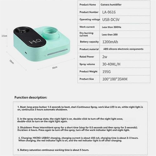 Mini caméra forme humidificateur USB portable grand volume de brume de bureau bouteille d'eau humidificateur pour bedr