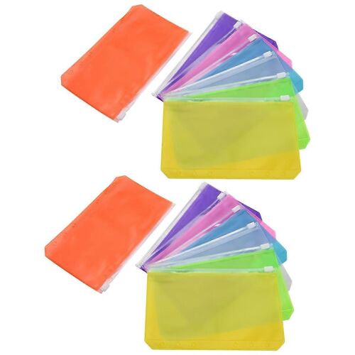 14 Pièces Pochettes De Reliure Taille A6 6 Trous Classeur Chemises À Fermeture Éclair Sacs En Pvc Imperméables À Feuilles Mobiles Pour 6-