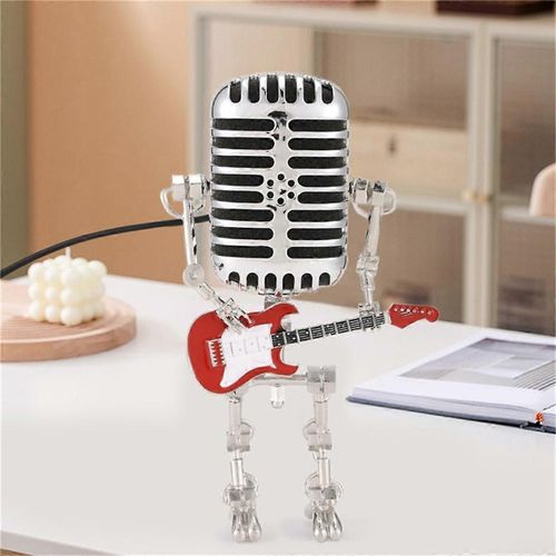 2pc Micro Rockbot,Lampe De Bureau Robot Microphone Vintage